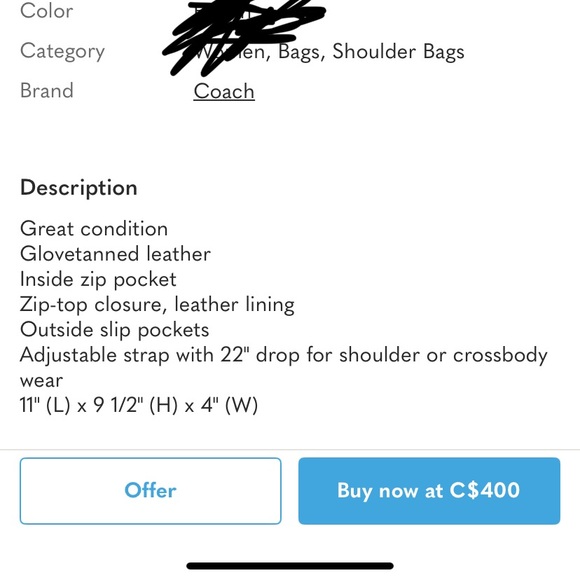 Coach Black Leather Shoulder Bag - Picture 8 of 8